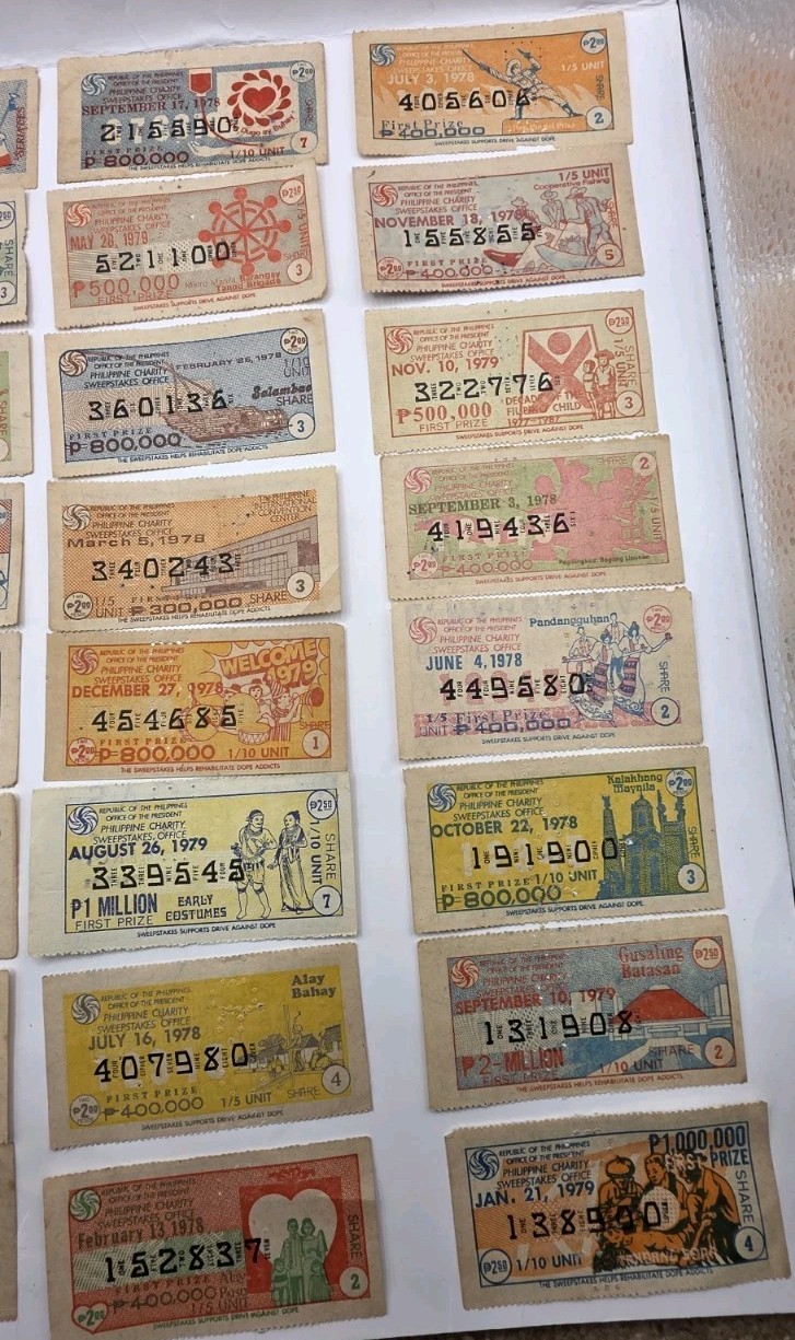 1970s Philippines Paper Collectible Vintage Sweepstakes.Lot Of 32.Used