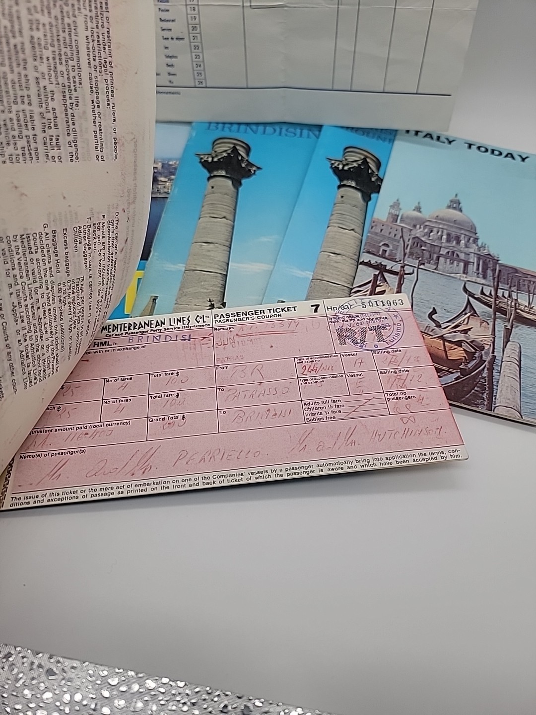 Vtg 1970s Italy Ephemera Lot Travel Brochures Hotel Receipt Ferry Ticket 1971