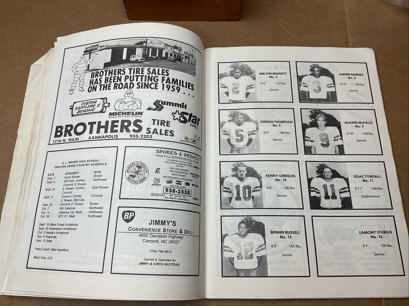 3 Sep 1993 Football Program A.L Brown Vs Statesville High School Nc B69