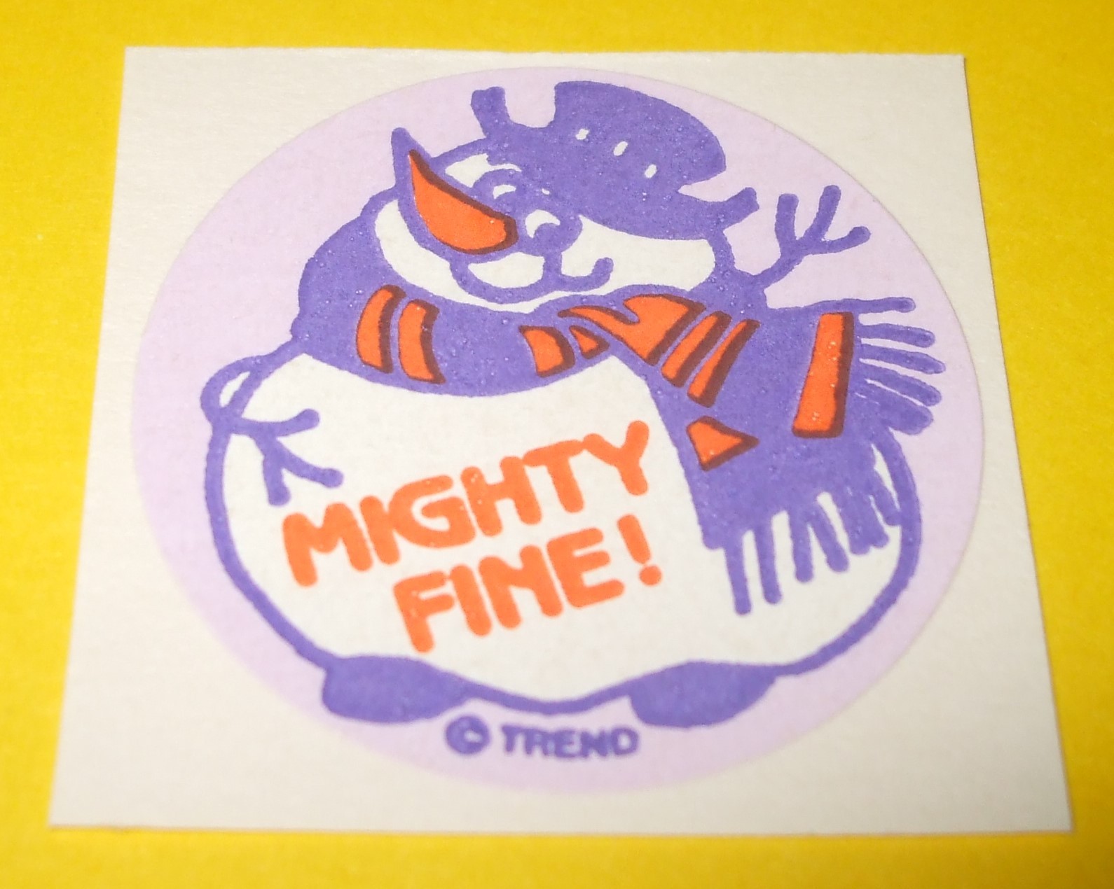 VTG TREND Scratch & Sniff MATTE Sticker MIGHTY FINE Snowman VANILLA Scent Rare