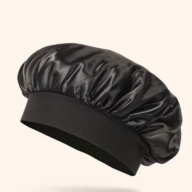 14 Inch Diameter Black Satin Lined Sleeping Bonnet