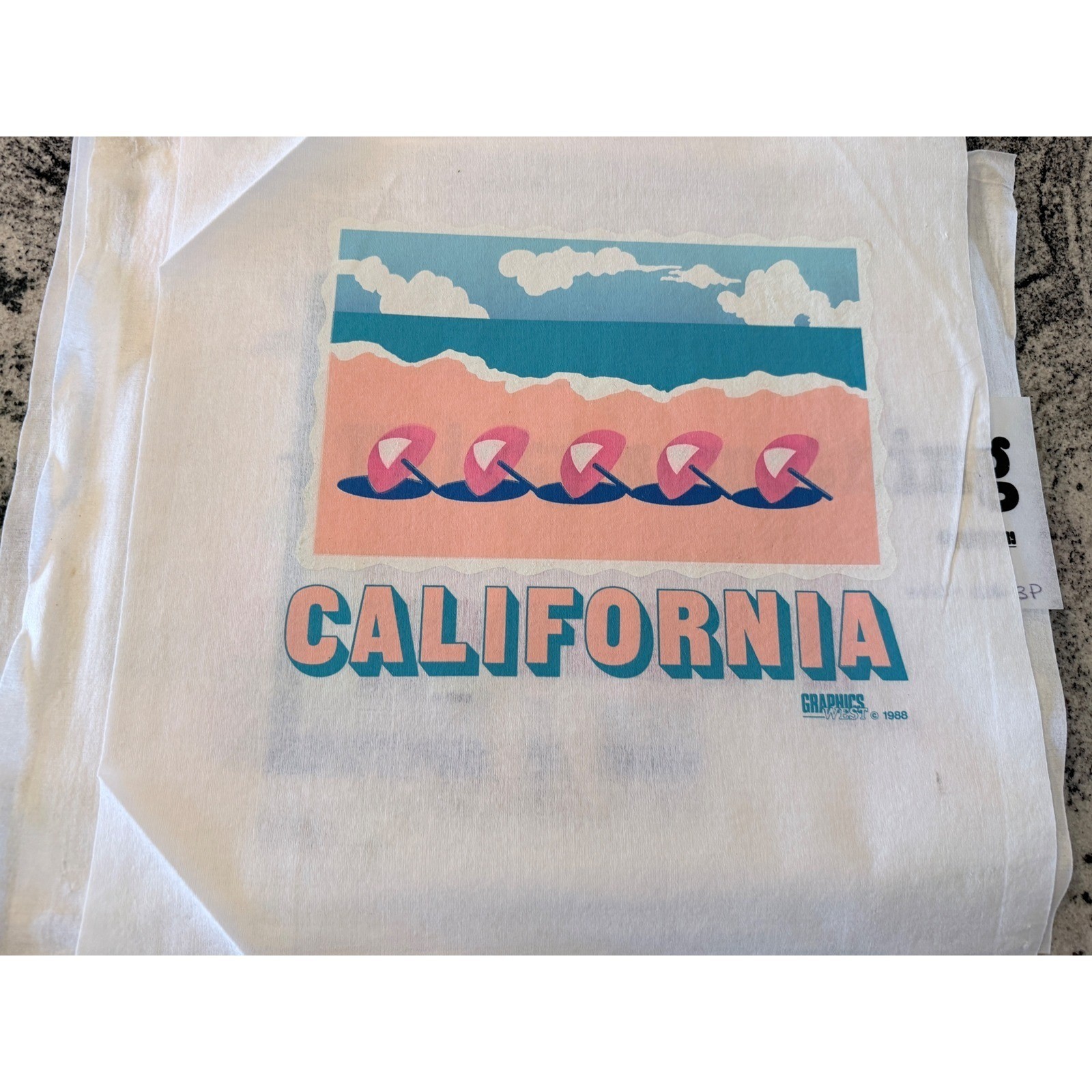 Vintage 80s Graphics West Surf Beach Heat Transfer Lot Pacific Wave California