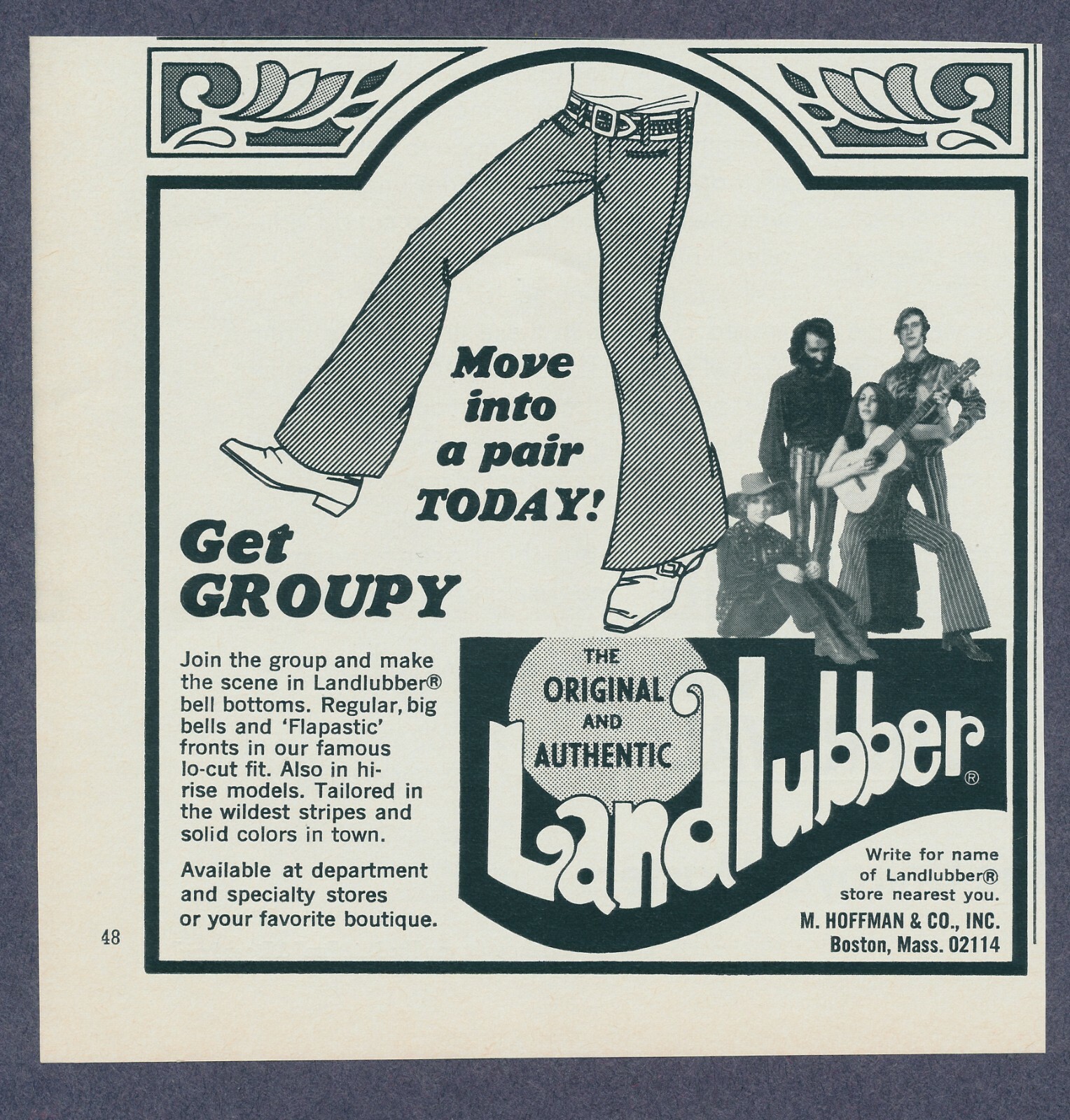 Landlubber Flaptastic Striped Bell Bottom Slacks Vintage Print Ad 1969