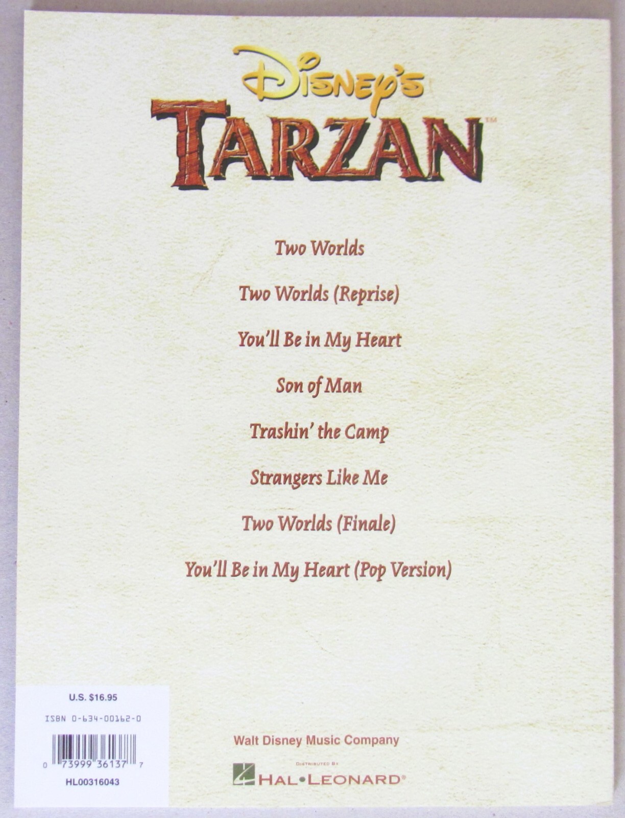 DISNEY TARZAN~WORDS & MUSIC BY PHIL COLLINS~EASY PIANO SCORE SHEET MUSIC~NEW