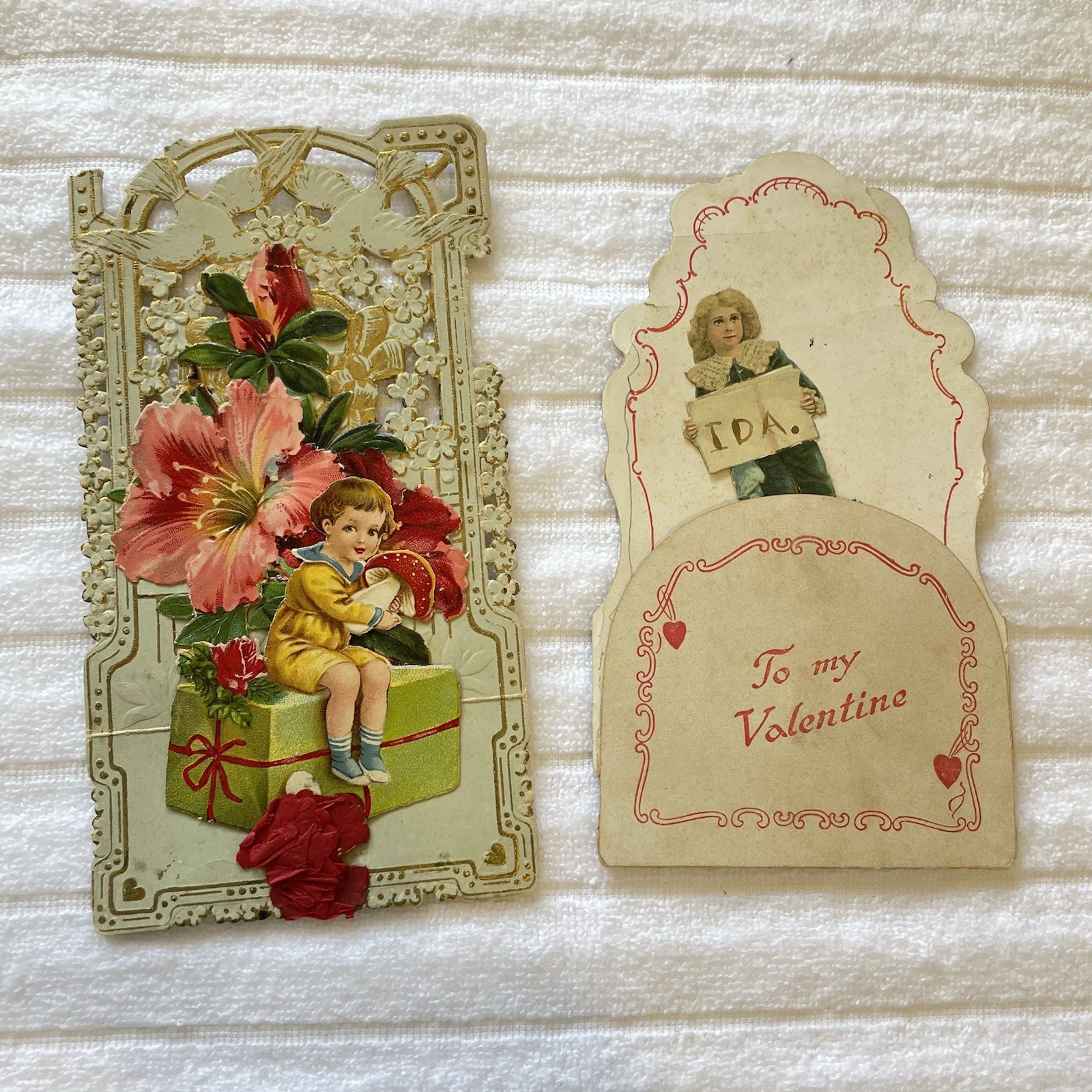 Vintage Embossed German Heart Flowers Love Scrap Die Cut Lot Paper Valentine