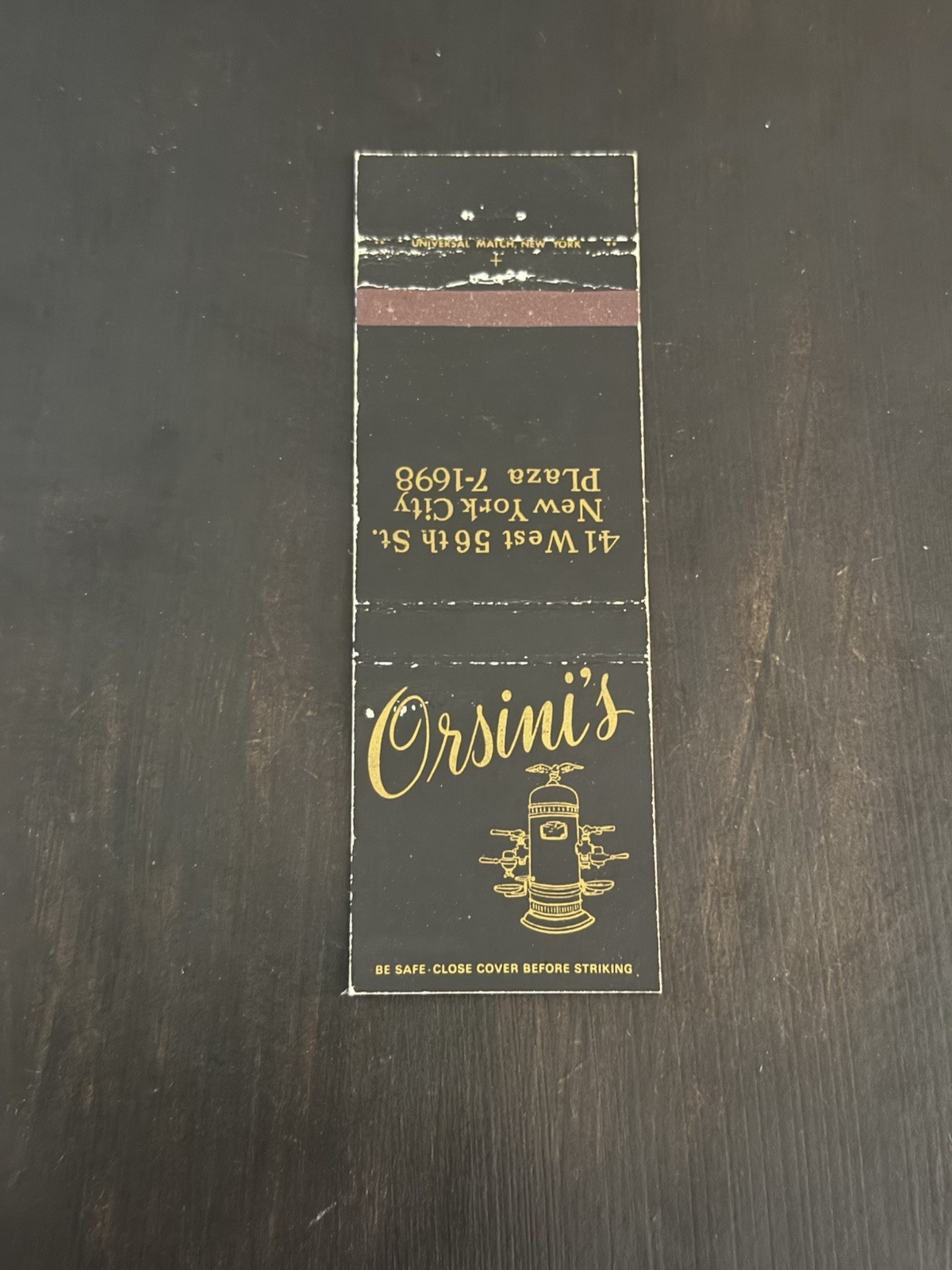 Orsinis New York City Vintage Matchbook Cover 105