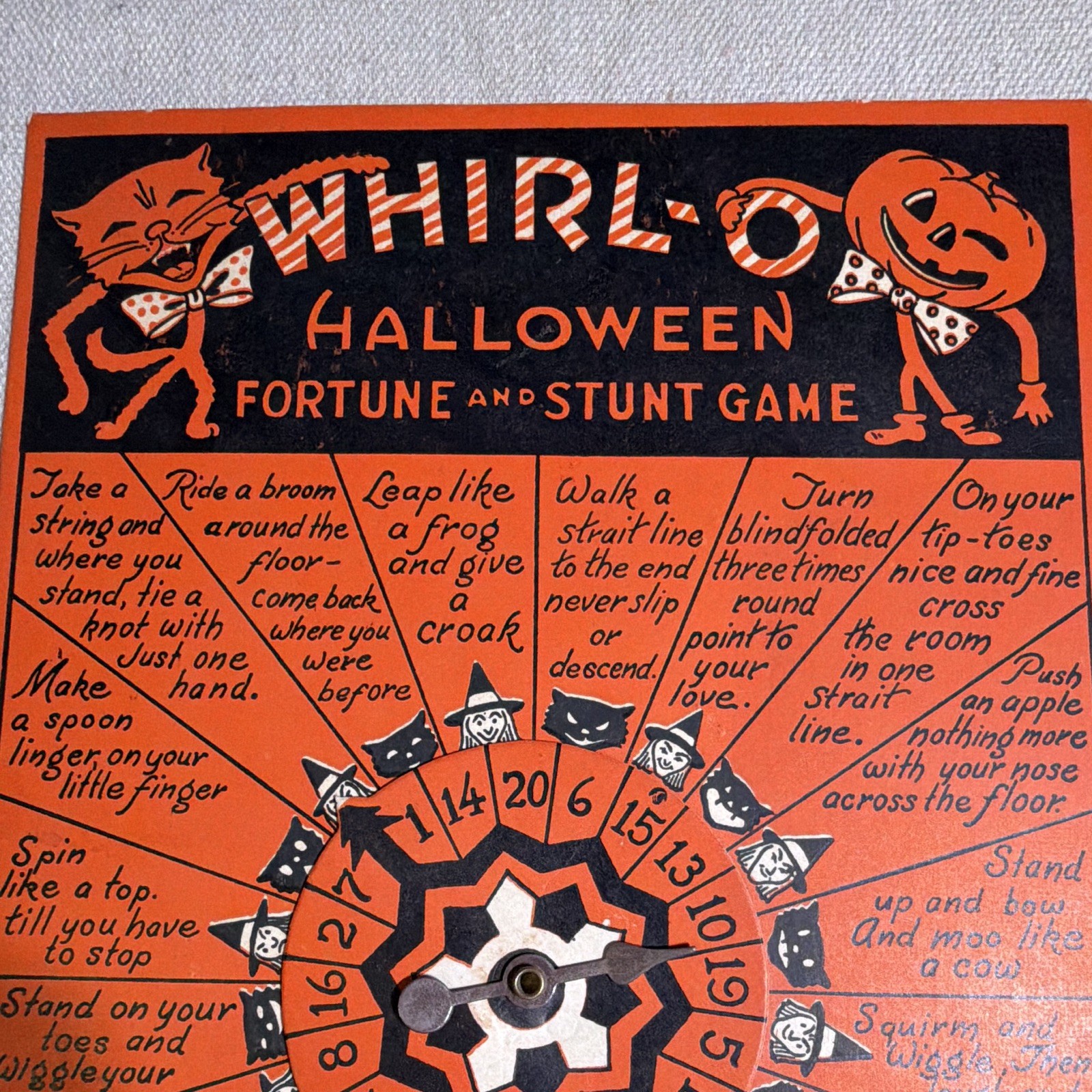 Halloween Fortune & Stunt Game “Whirl-O Fortunes” by Sandra Pearl Paper Sheet