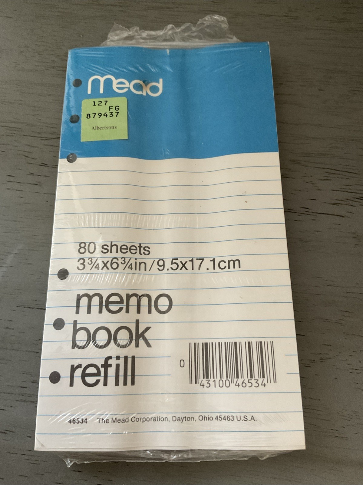 VTG Mead Memo Book Refill Lined 6 Ring Loose Leaf Paper 80 Sheets NOS 46534