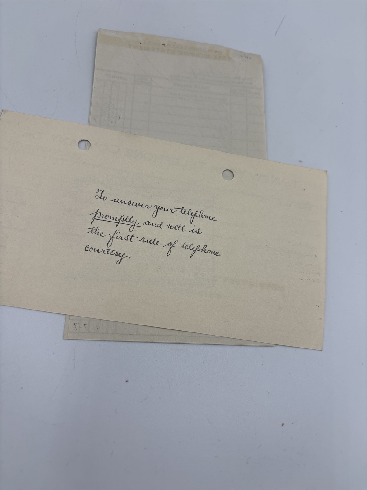 1917 New York Telephone Bill Morristown & Erie Railroad NJ Receipt And Statement