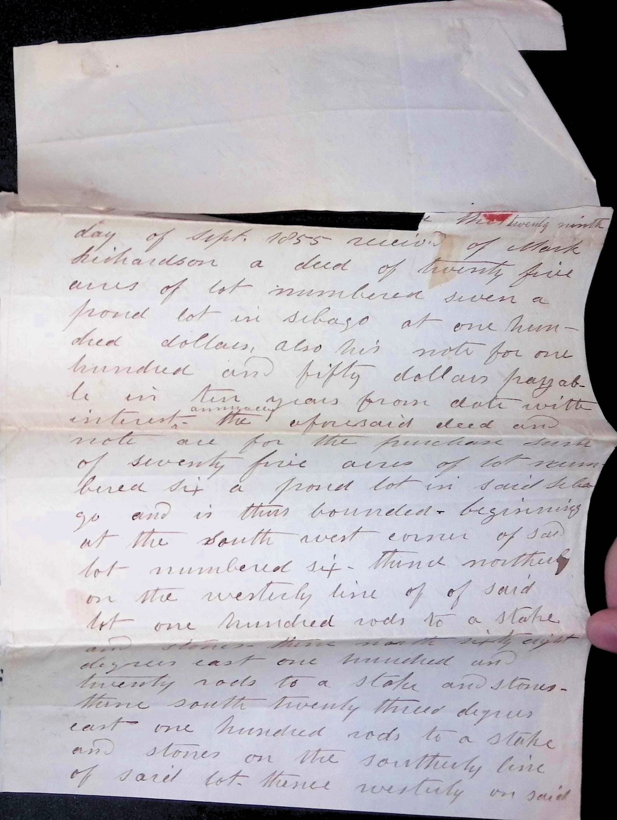 1855 Maine Handwritten Indenture Land & Timber Contract Lumber Poor Sebago