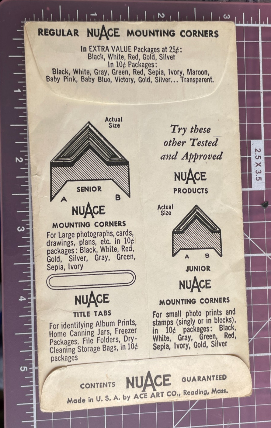 Vintage NOS NuAce Mounting Corners For Photo Albums, Scrapbooking or Whatever