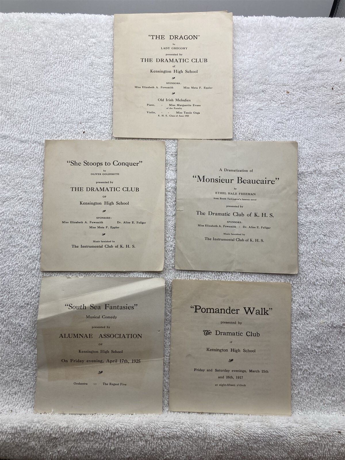 1925 1926 1927 Kensington High School Dramatic Club Programs Philadelphia PA Vtg