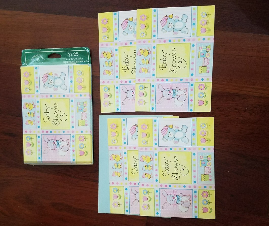 Vtg 80s Baby Shower Invitation Cards Bunny Bear Chicks Spring 8 New +4 Extra