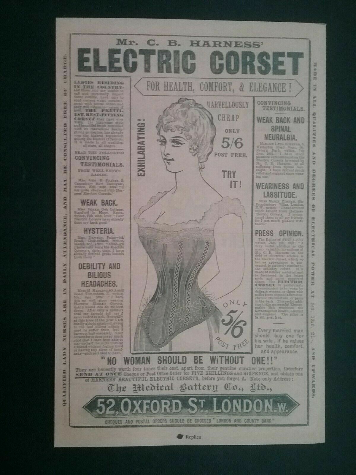 VICTORIAN ELECTRIC CORSET LEAFLET ****(Reproduction of the original)**** History
