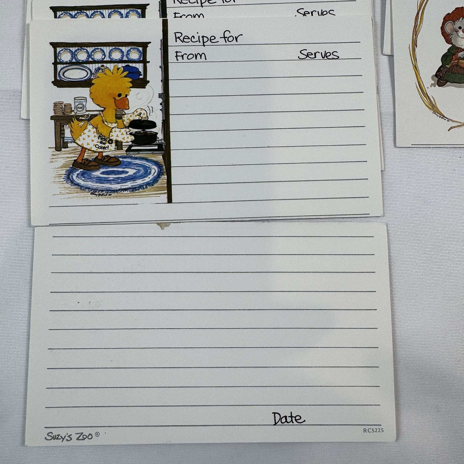VTG Lot of Suzy’s Zoo Folded Cute Mouse Duck Recipe Cards 20 Count W/sleeves