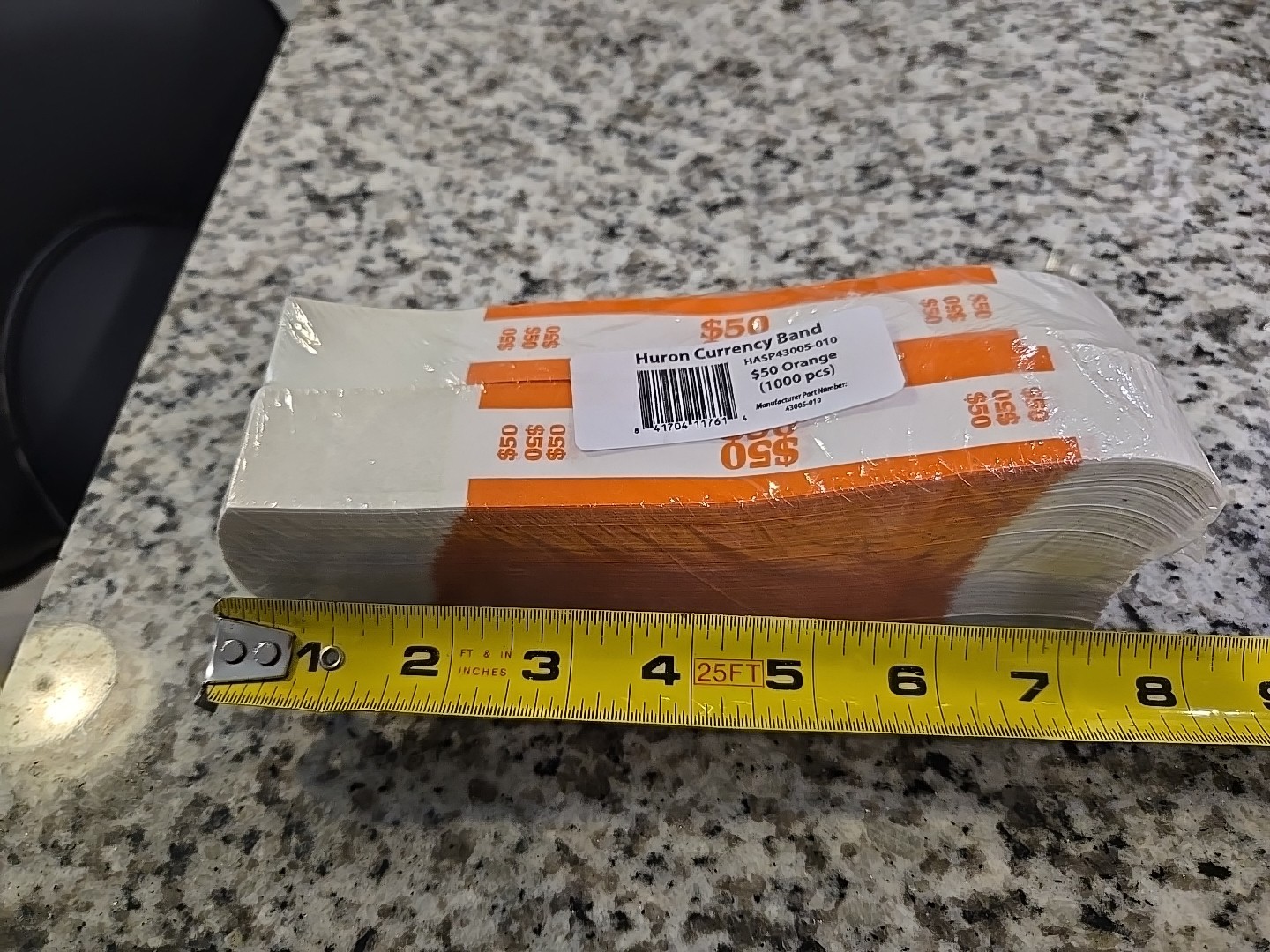 1000 Self-Sealing Orange Bill Money Straps Bands $50 Cash Wrappers Currency