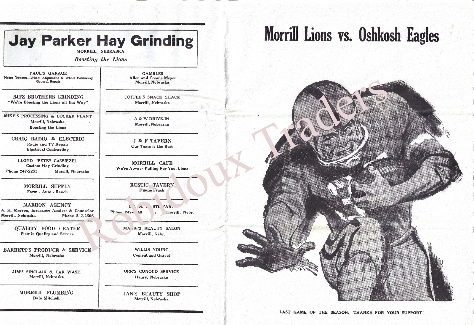 1972 Morrill High School Football Programs: Morrill, Nebraska
