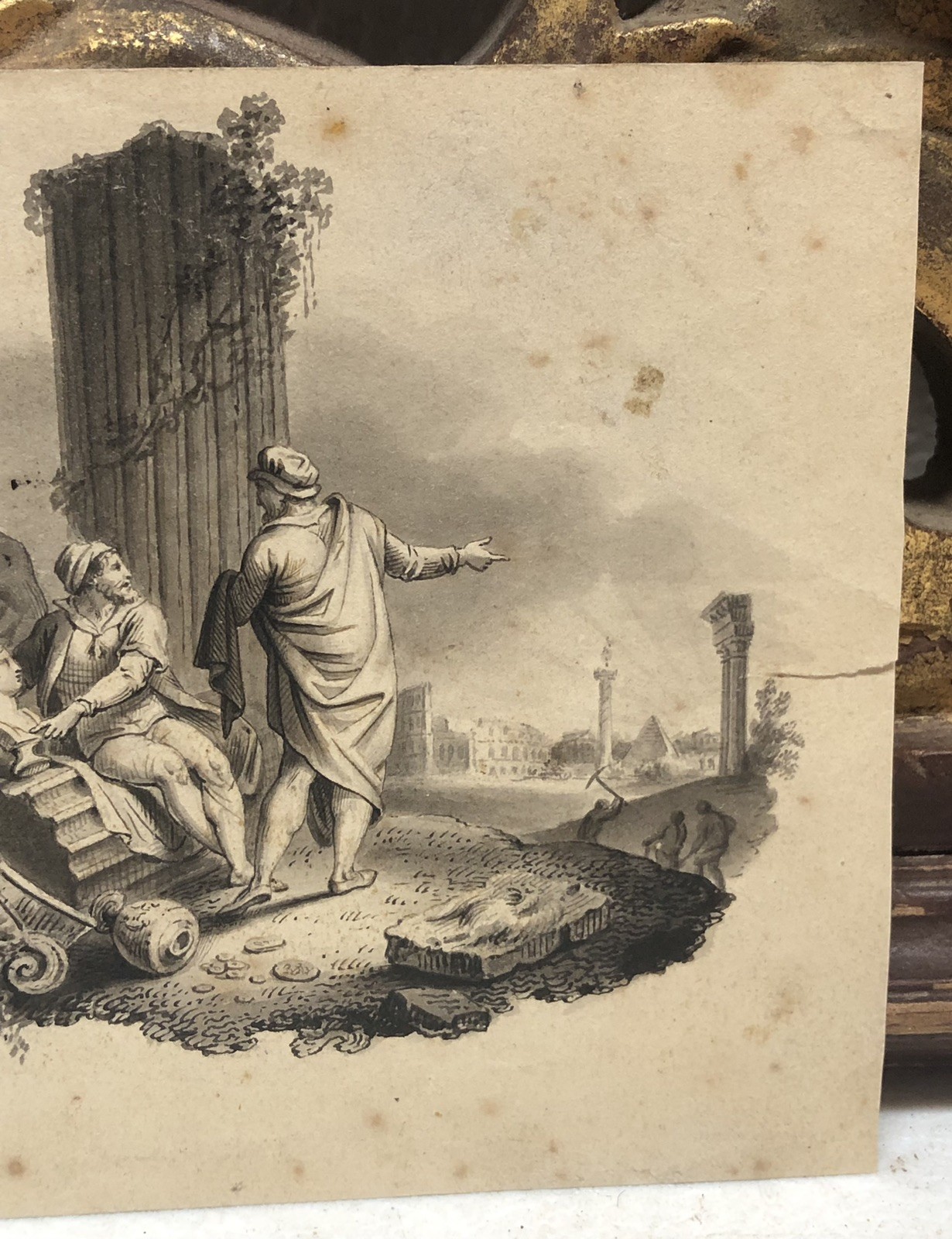 Antique Engraving of Rome in Bad Shape – L12