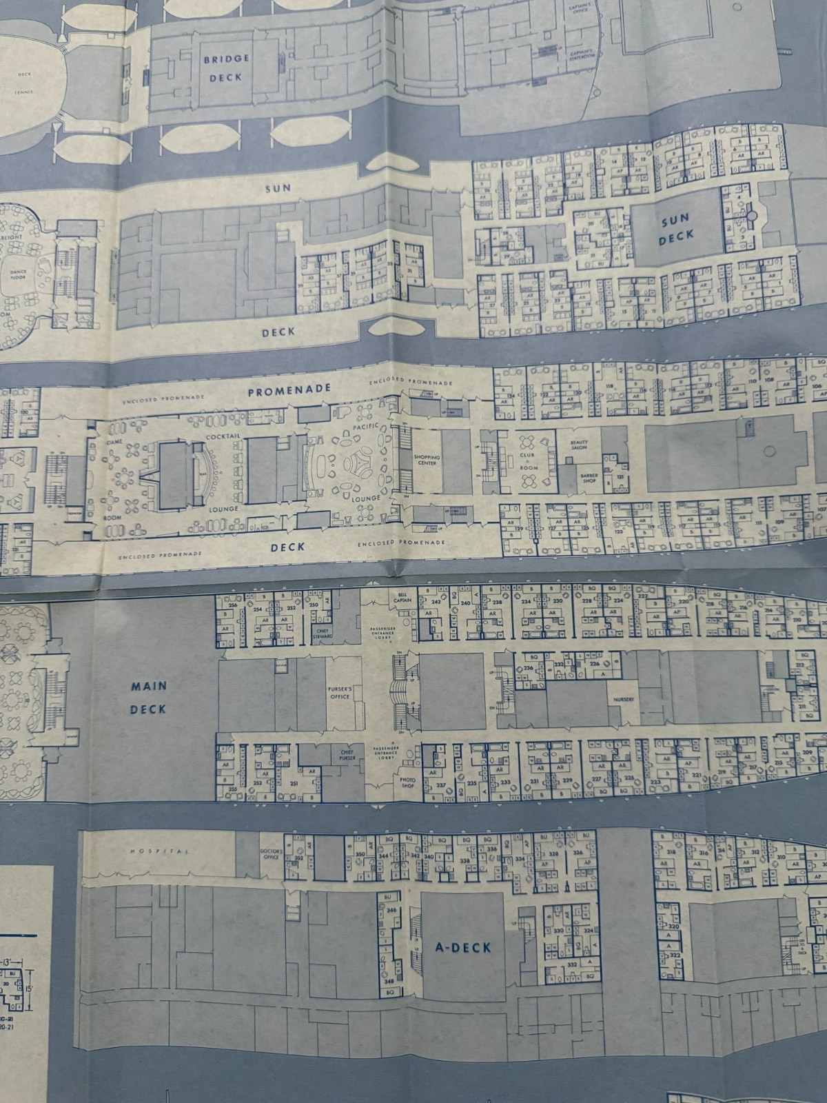 AMERICAN PRESIDENT LINES S.S Roosevelt Ship Cabin & Deck Plan Brochure 1965
