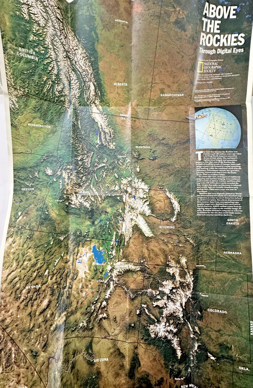 Heart Of The Rockies National Geographic Map From July 1995 Rocky Mountains