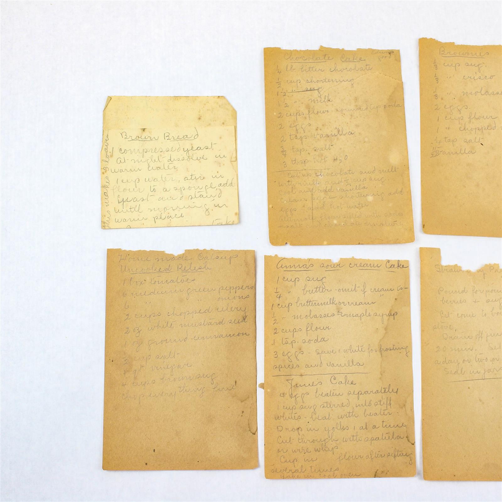 Lot Of 8 Vintage Handwritten Dessert Recipes Cake Breads Brownies