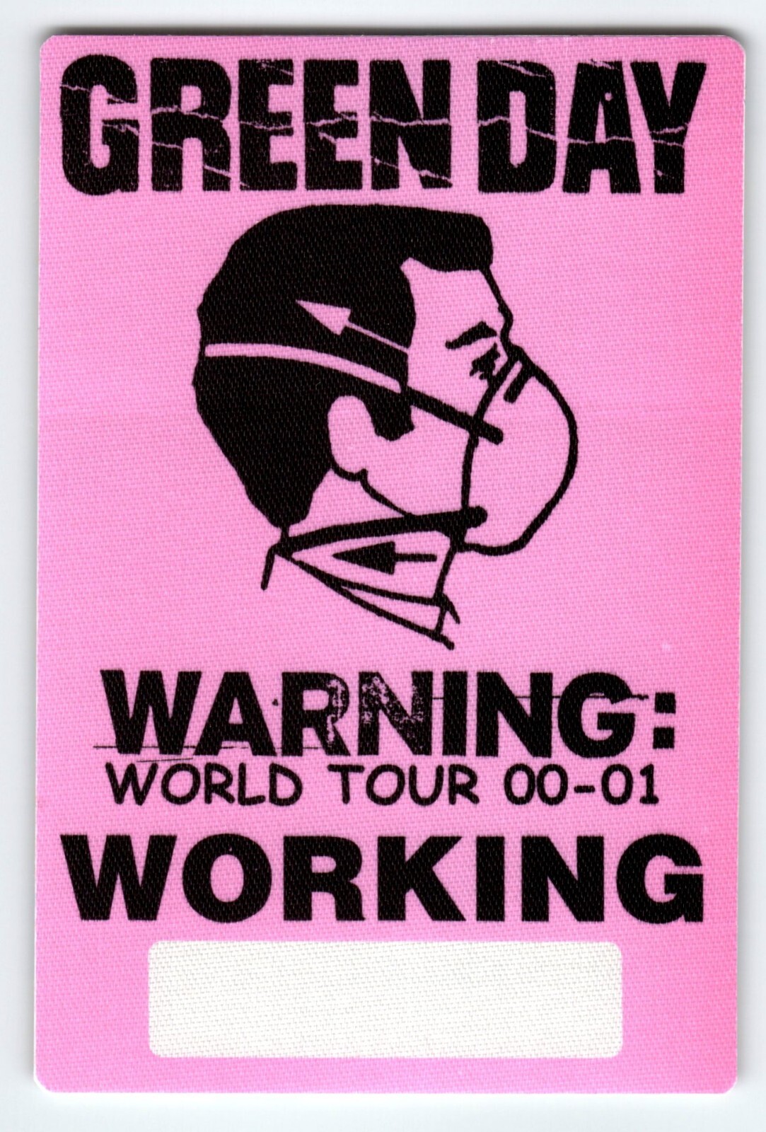 Green Day Warning Pink Backstage Pass Original 2000 Punk Rock Music Cloth Fabric