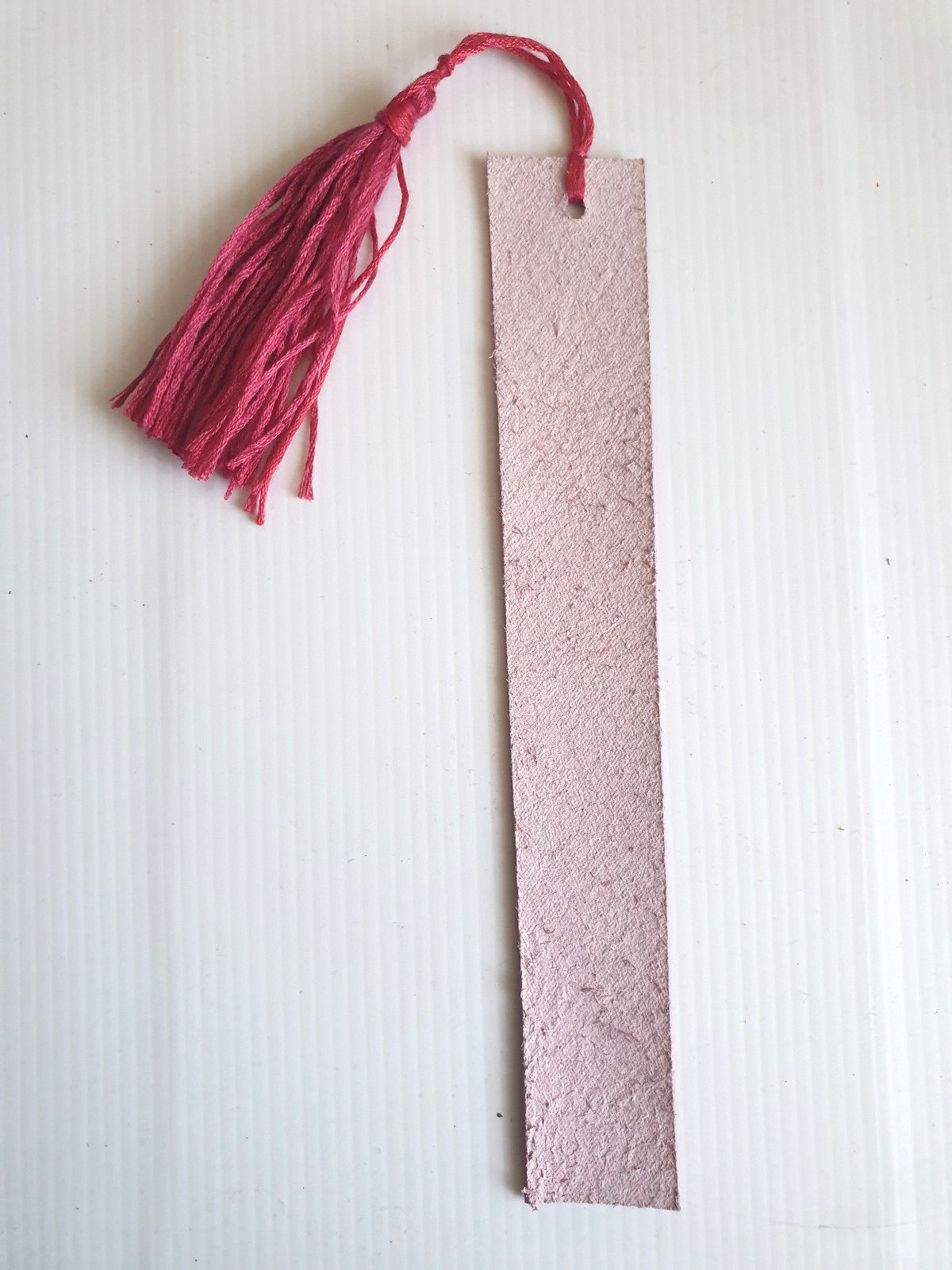 Handmade Leather BOOKMARK Blank Plain Pink with tassel Gift x Her Woman Girl