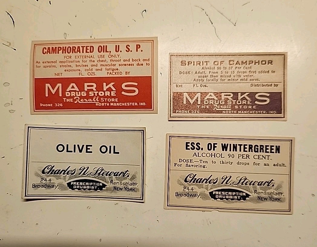 Rjkstamps VINTAGE MARKS/Stewart PHARMACY DRUG STORE Labels