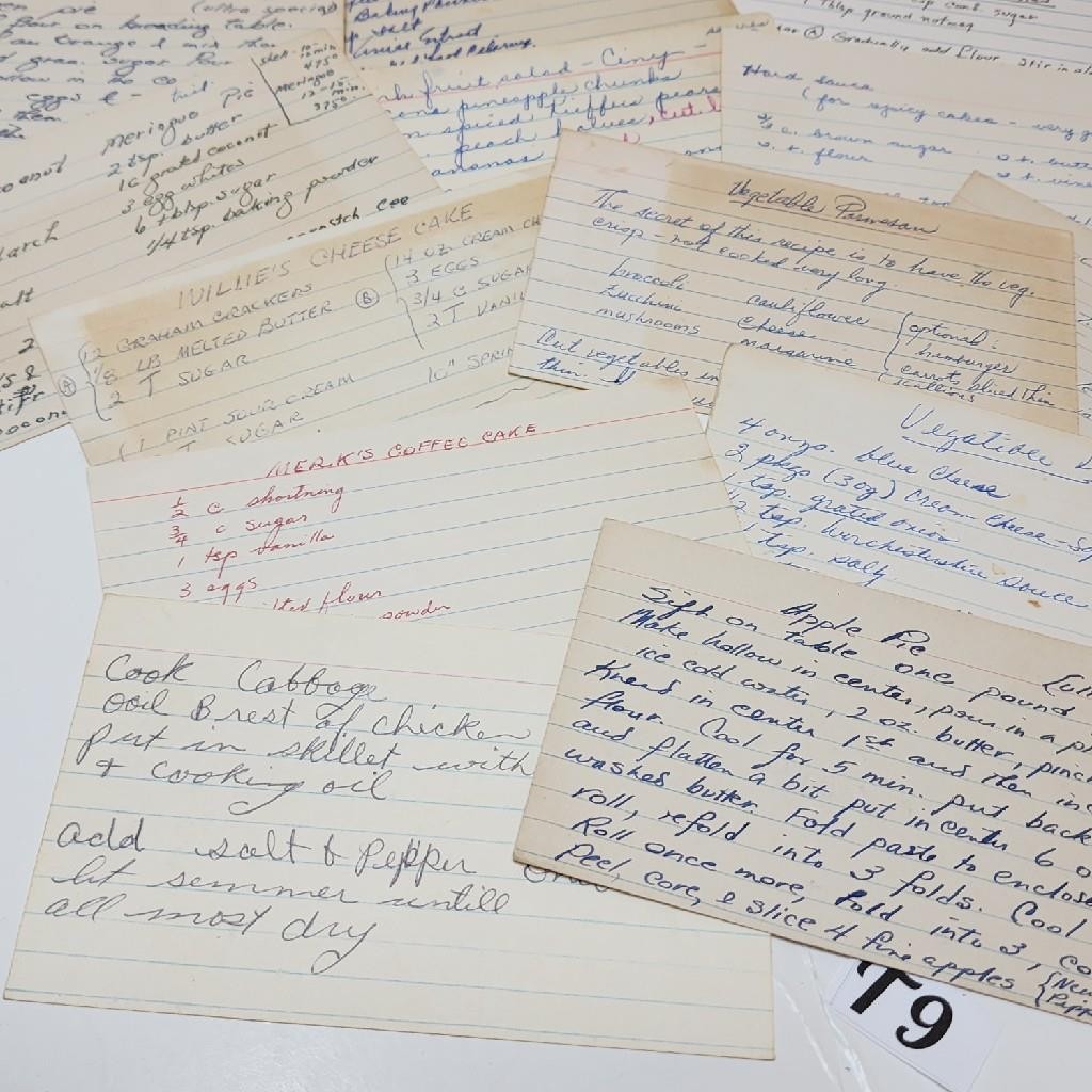 10 handwritten recipe cards 3×5 estate collection paper ephemera T9