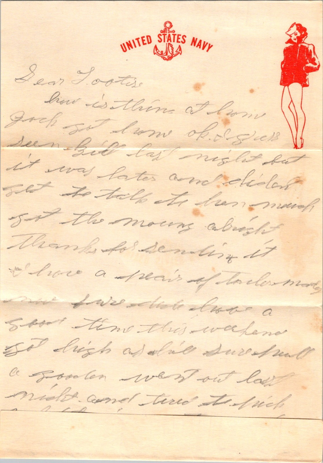 Korean War US Navy Letter San Diego Pin-Up Stationery Envelope 1923 Cursive