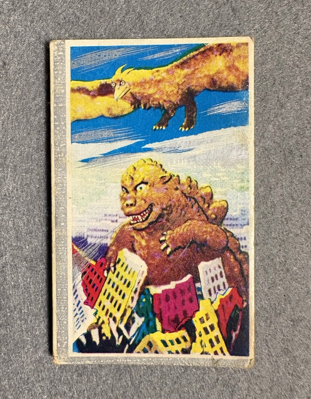 Godzilla Vintage Japanese Menko Heavy Stock Cards 1960s-70s Lot of 2