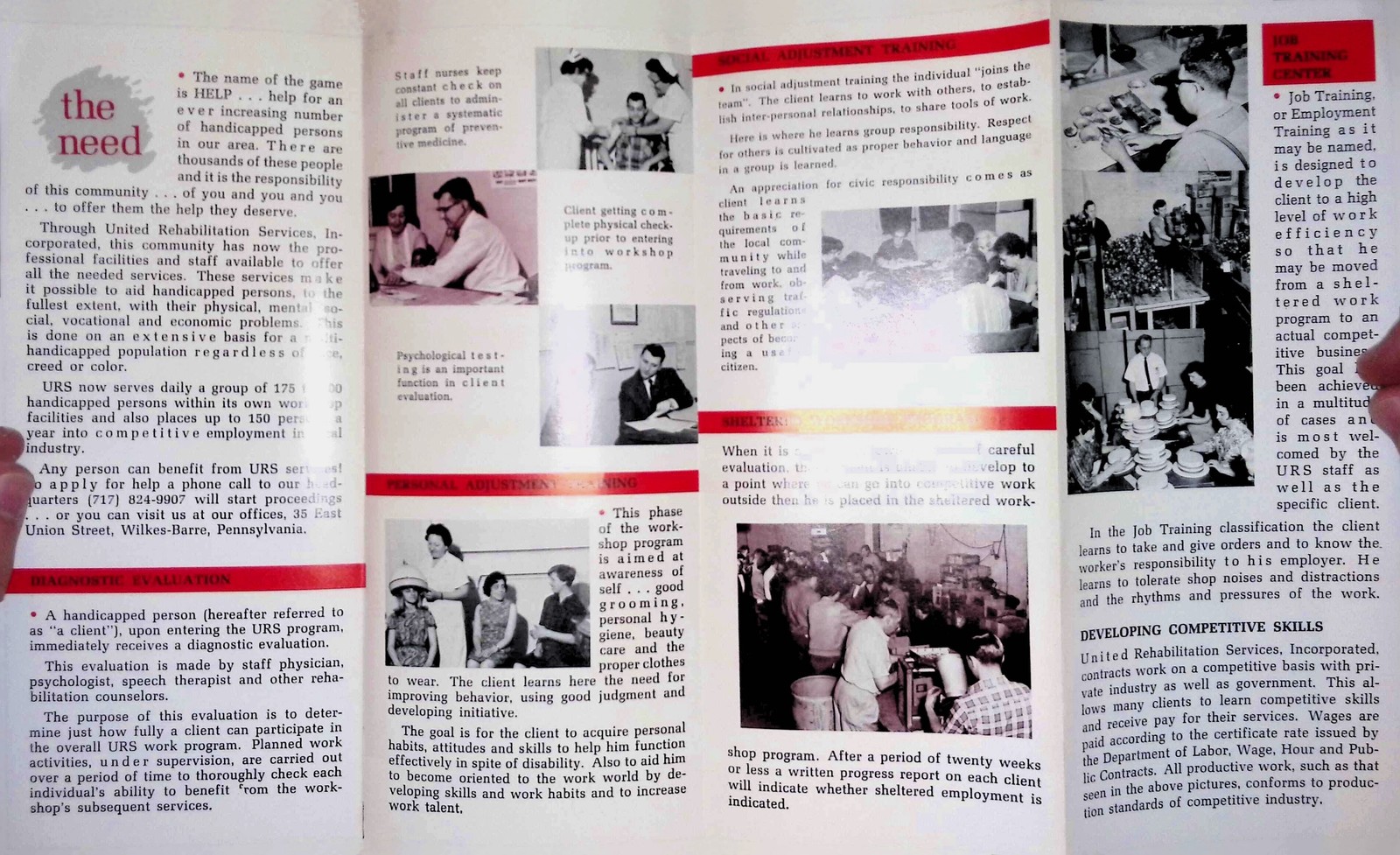 United Rehabilitation Services Brochure c1990s Tri-Fold Non-Profit