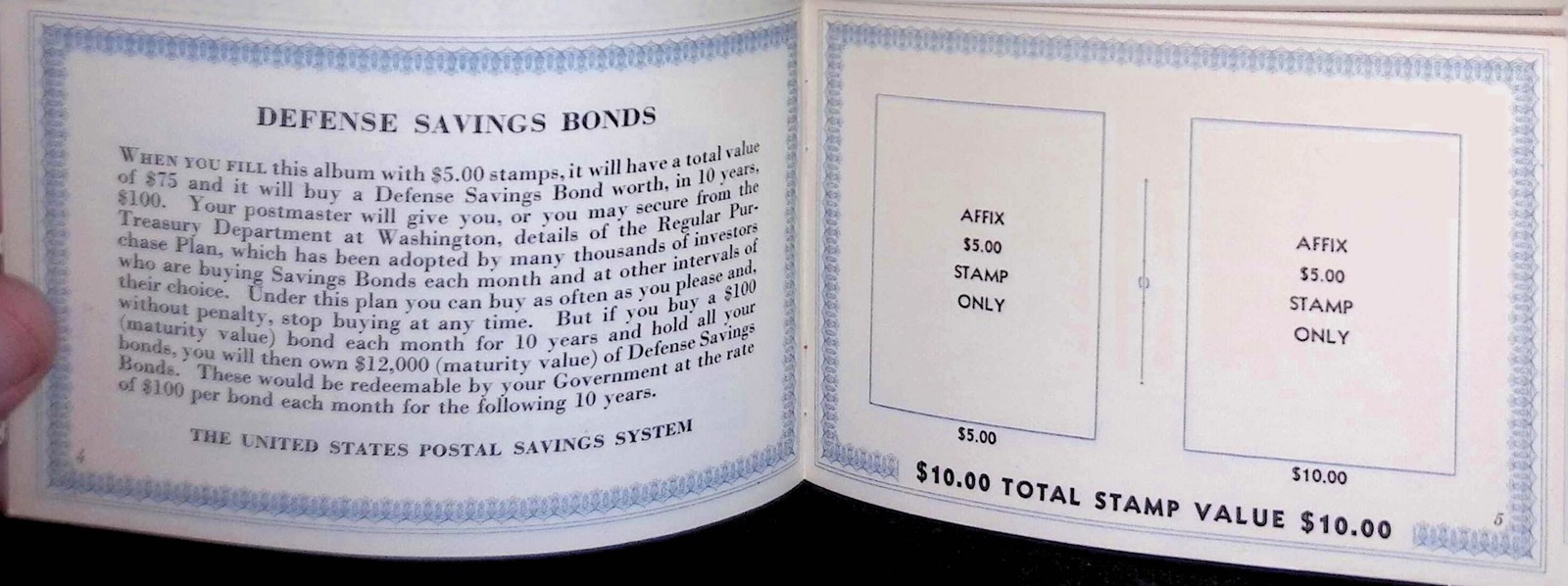 WWII 1940s US Defense Stamp Album Postal Savings Plan $5 Stamps $100 Bonds