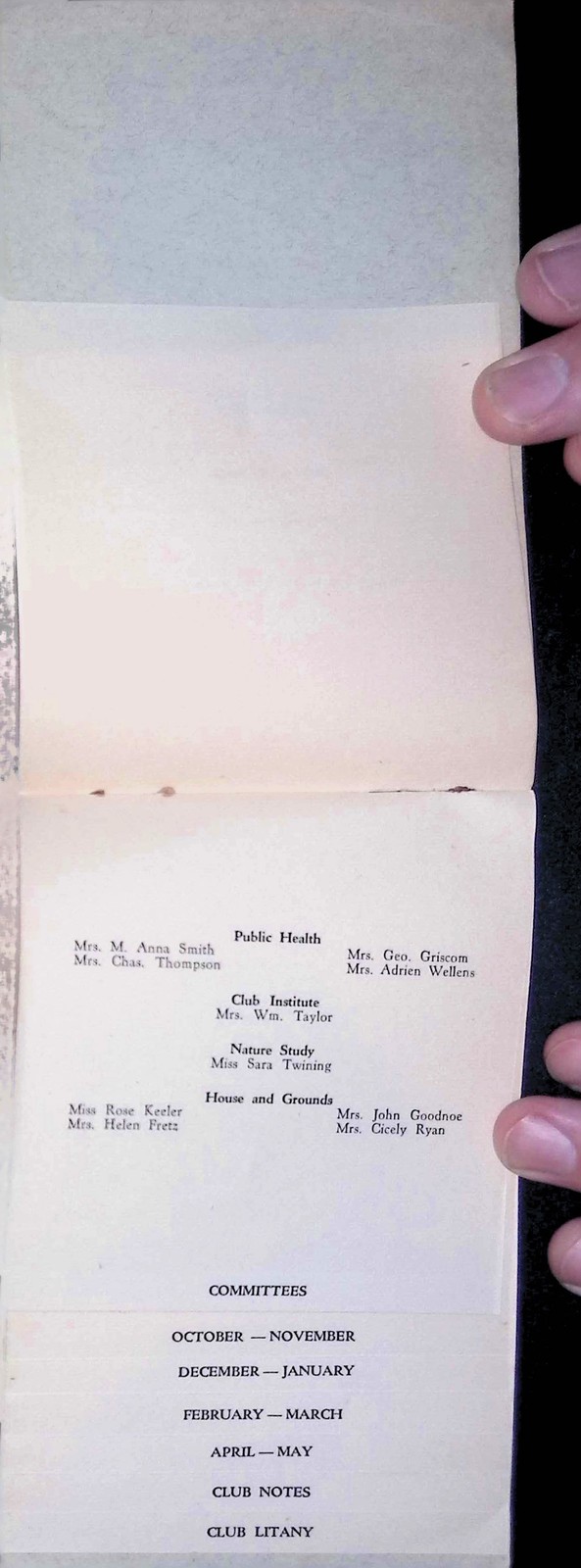 New Century Club Newtown PA 1900s Program Booklet NC Monogram