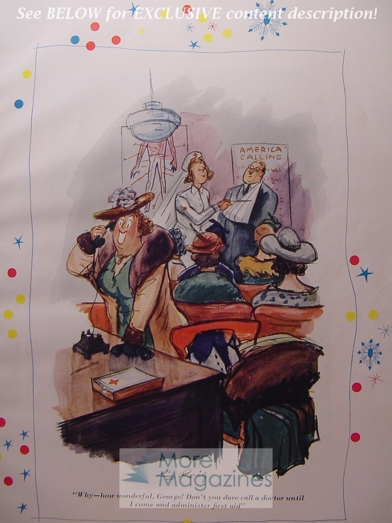 1943 RARE HUGE lot of cartoons from Esquire magazine! WWII Era