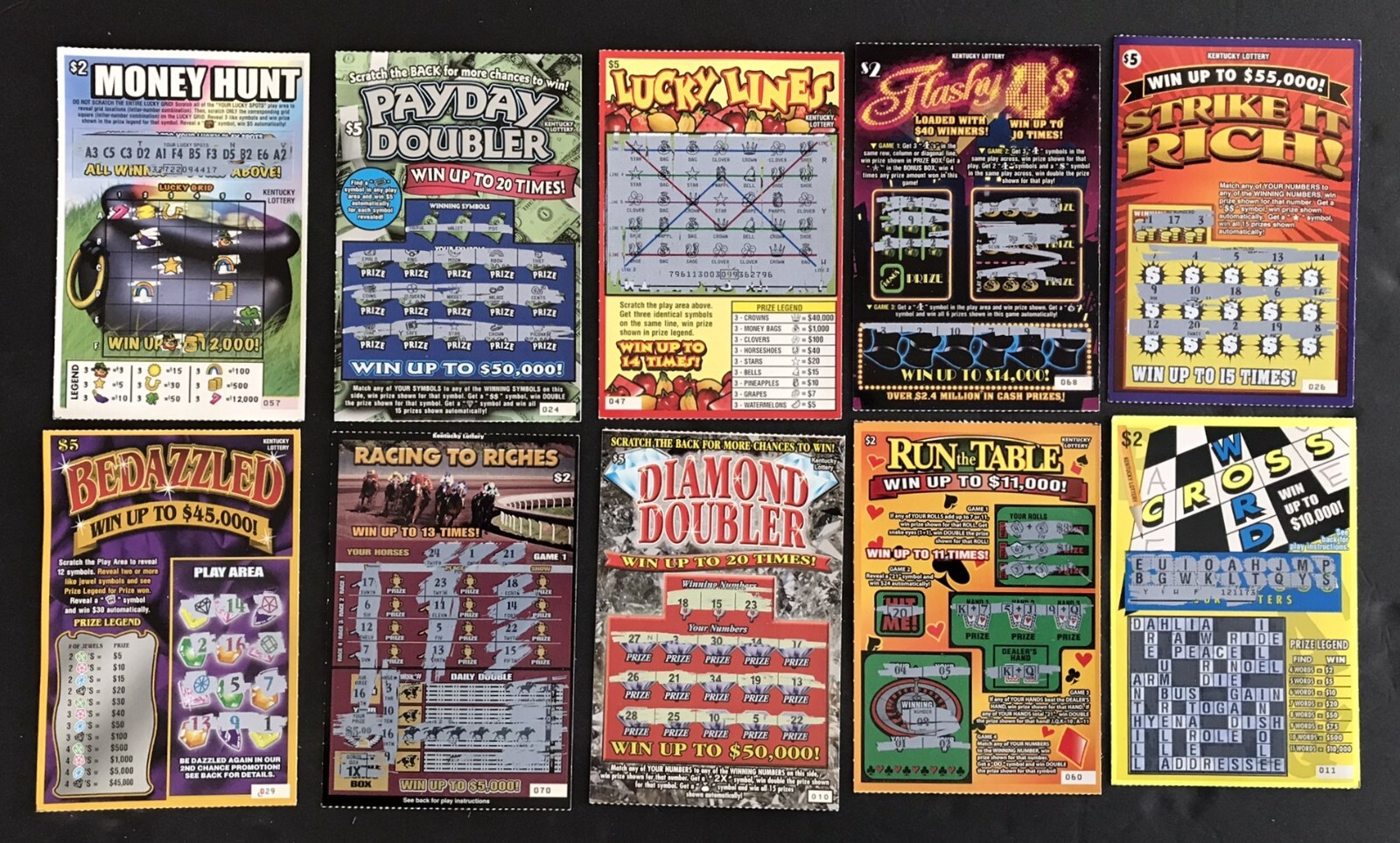 KY Instant Lottery Tickets, from 1980s- early 2000s , Lot Lg1G, no cash value