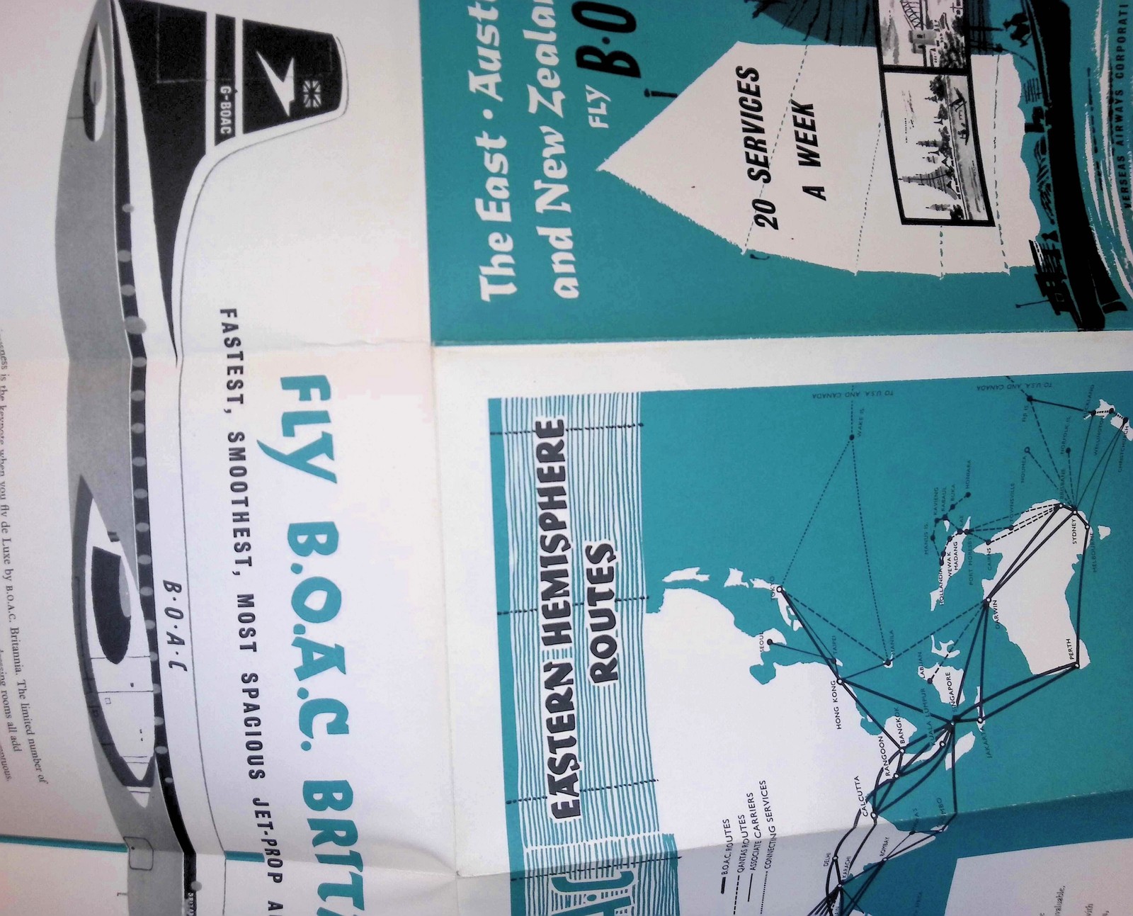 BOAC Brochure East Australia New Zealand c1950s 20 Services a Week Qantas