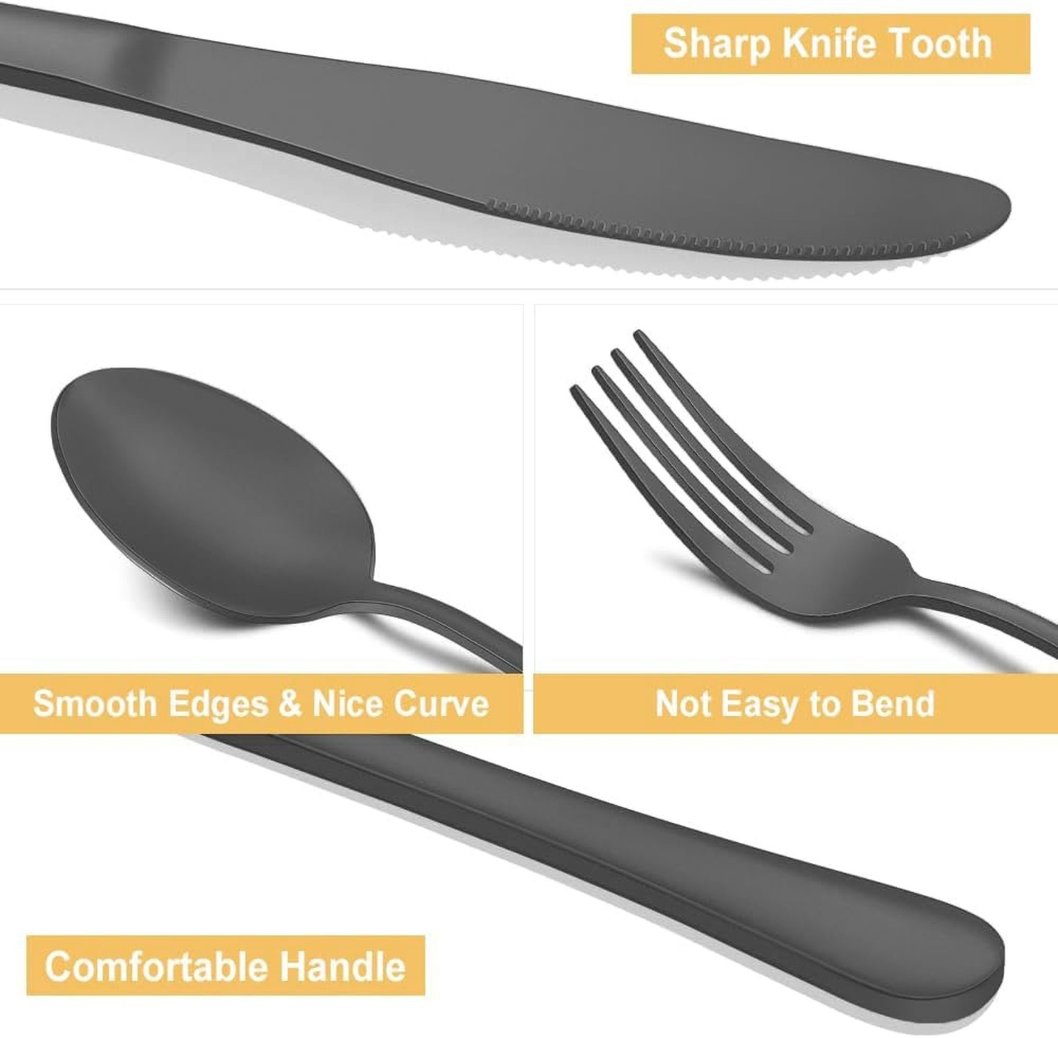 Matte Black Silverware Set for 8, 40 Pieces Stainless Steel Flatware Cutlery …