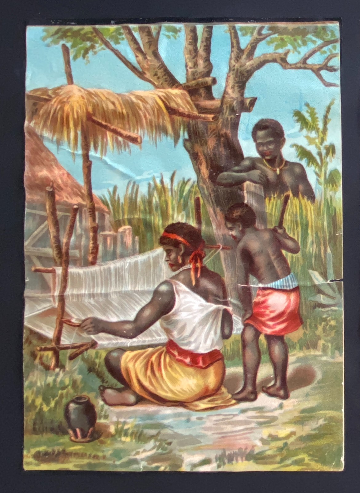 CHROMOS XIXth Century Print Format 18cm /13cm “Cotton Weaving in Africa”