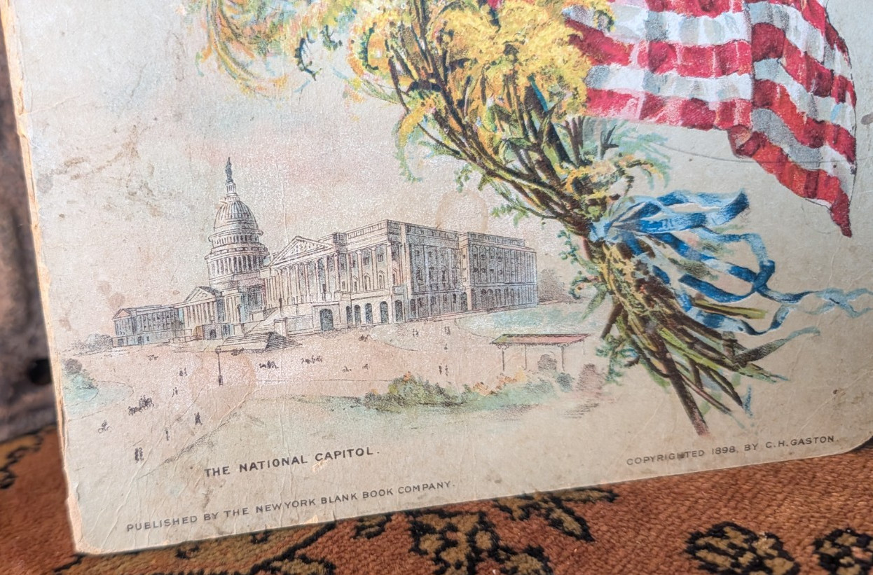 Antique School Composition Notebook Vtg 1898 Paper Ephemera Americana Columbus M