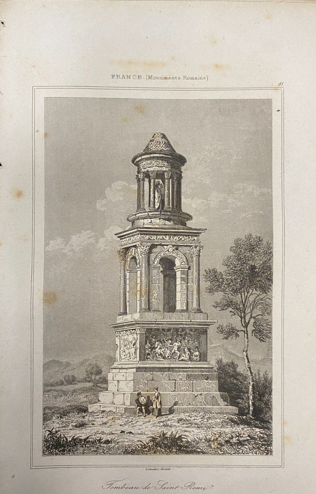 Engraving France ” Tomb Of Saint Remy In Provence “
