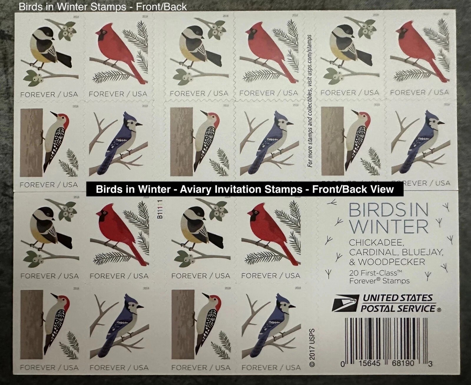 100 stamps Birds in Winter Scott 5320b USPS 5 Booklets Self Adhesive Letter New