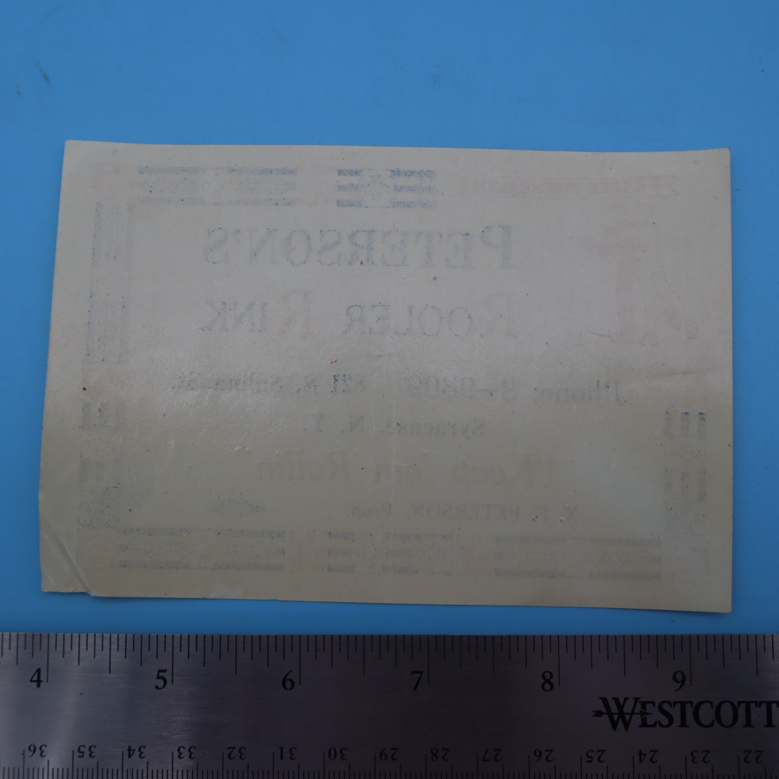 PETERSON’S 1940s SYRACUSE NY Vintage Roller Skating Rink Sticker Label Decal