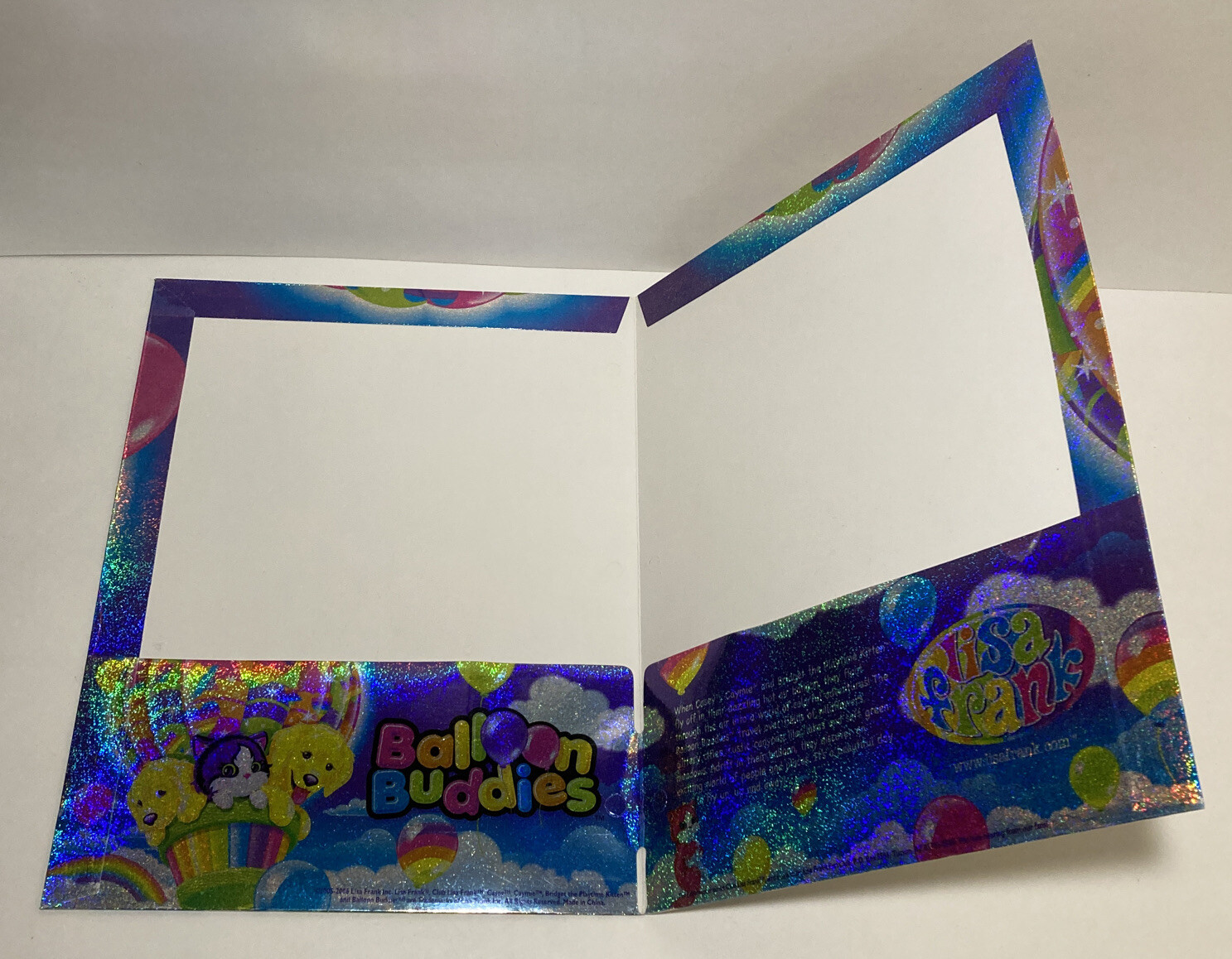 Vintage LISA FRANK Ballon Buddies Pocket Portfolio Folder Cats Dogs Unpunched