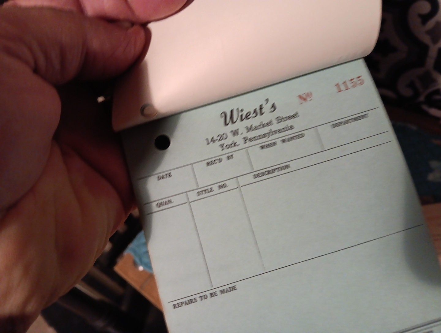 VINTAGE LOT OF WIEST’S SONS YORK PA RECEIPTS STORE GENERAL ADVERTISING