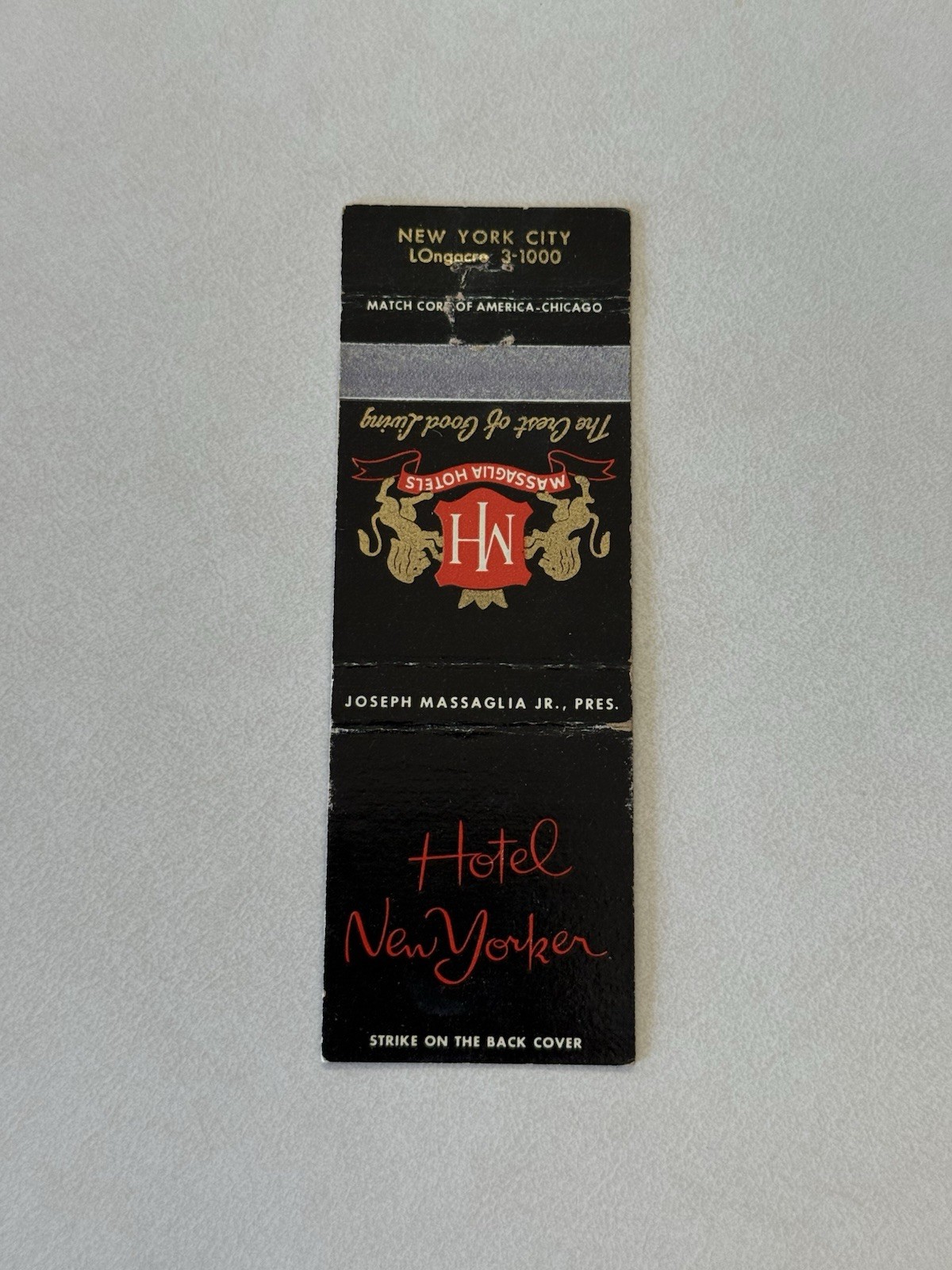 Hotel New Yorker New York City Vintage Matchbook Cover N