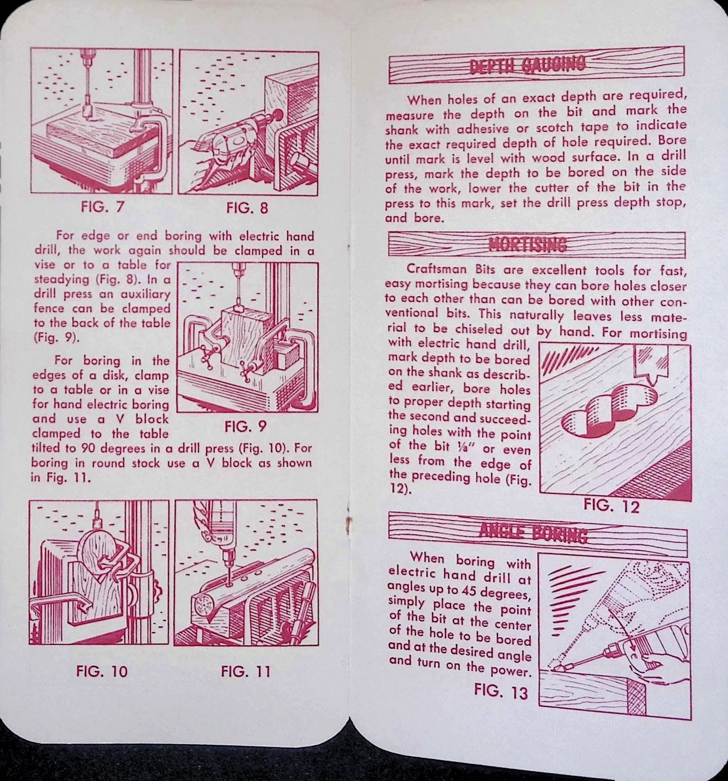 CRAFTSMAN 10pc Power Wood Boring-Bit Set Pamphlet Sears Roebuck 1950s Guide