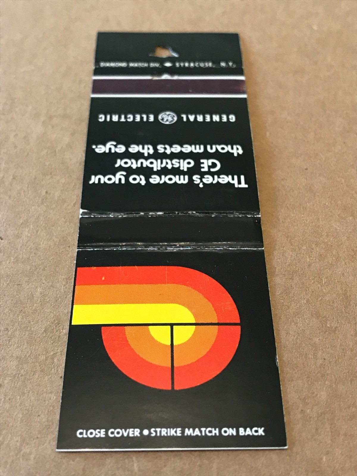 Vintage General Electric Distributor – Matchcover, Matchbook