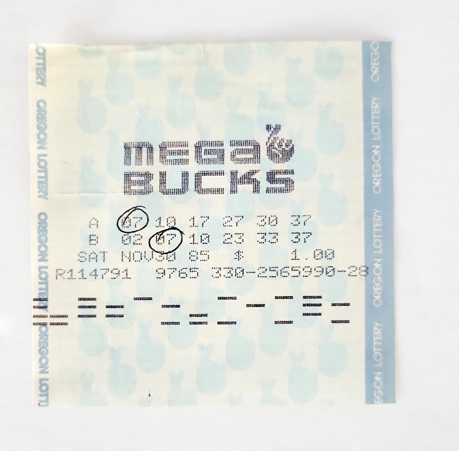 Vintage 1985 Oregon MEGABUCKS Lottery Ticket Inaugural Year Non Winning Ticket