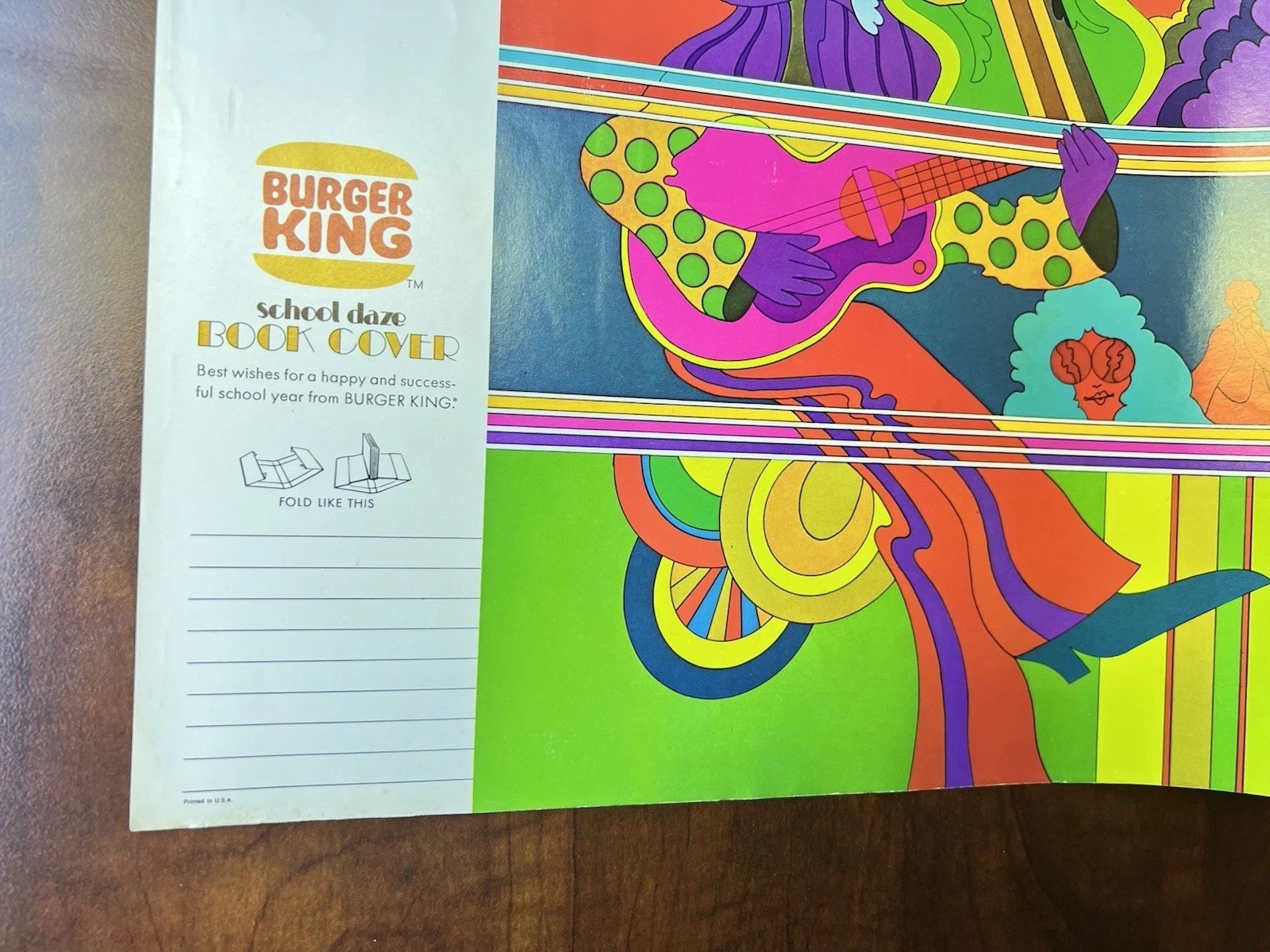 Peter Max Style 1970’s Burger King Psychedelic Rock Art School Daze Book Cover a